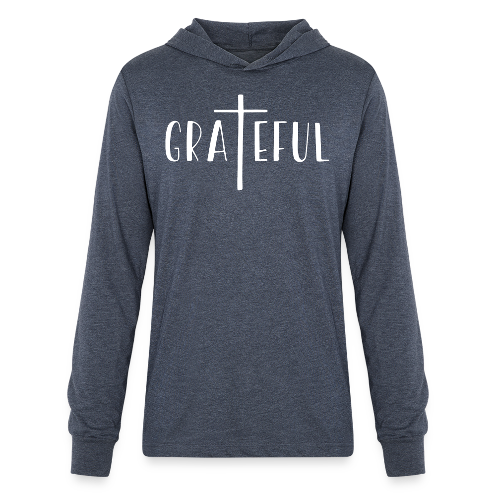 Grateful Men's Long Sleeve Shirt with Hood - heather navy