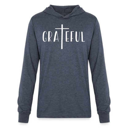 Grateful Men's Long Sleeve Shirt with Hood - heather navy