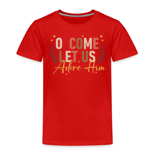 O Come Let us Adore Him Christmas Toddler Shirt - red