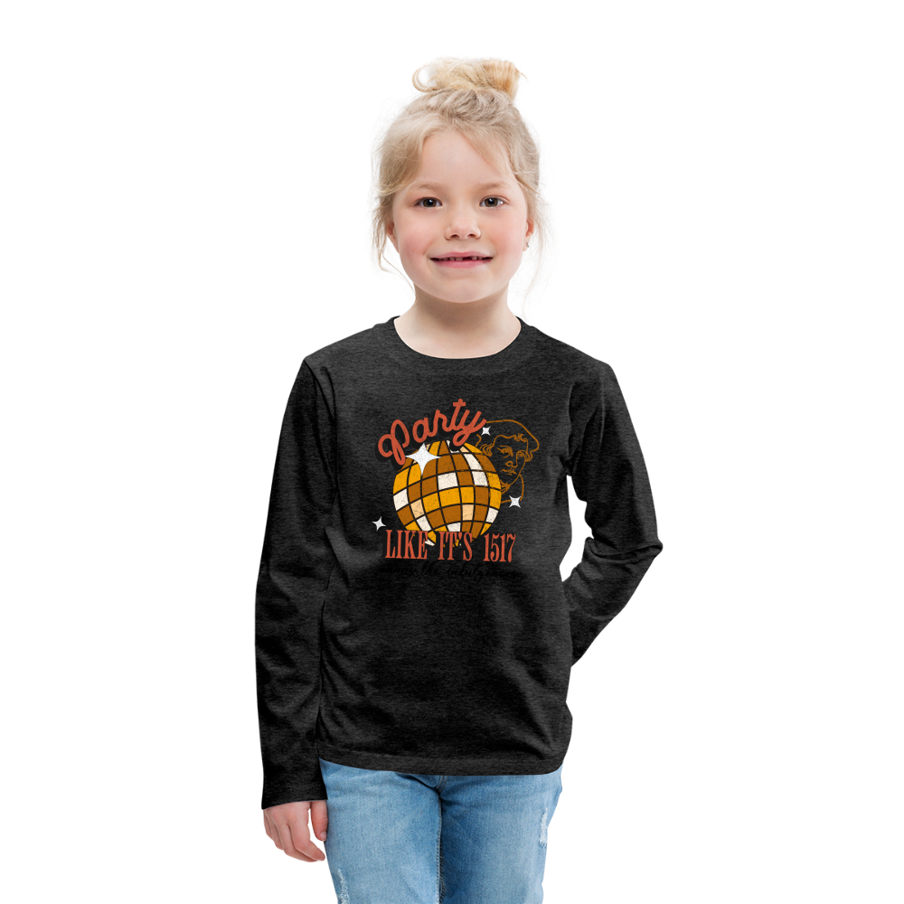 Party Like its 1517 (Color) Reformation Day Kid's Long Sleeve Shirt - charcoal grey