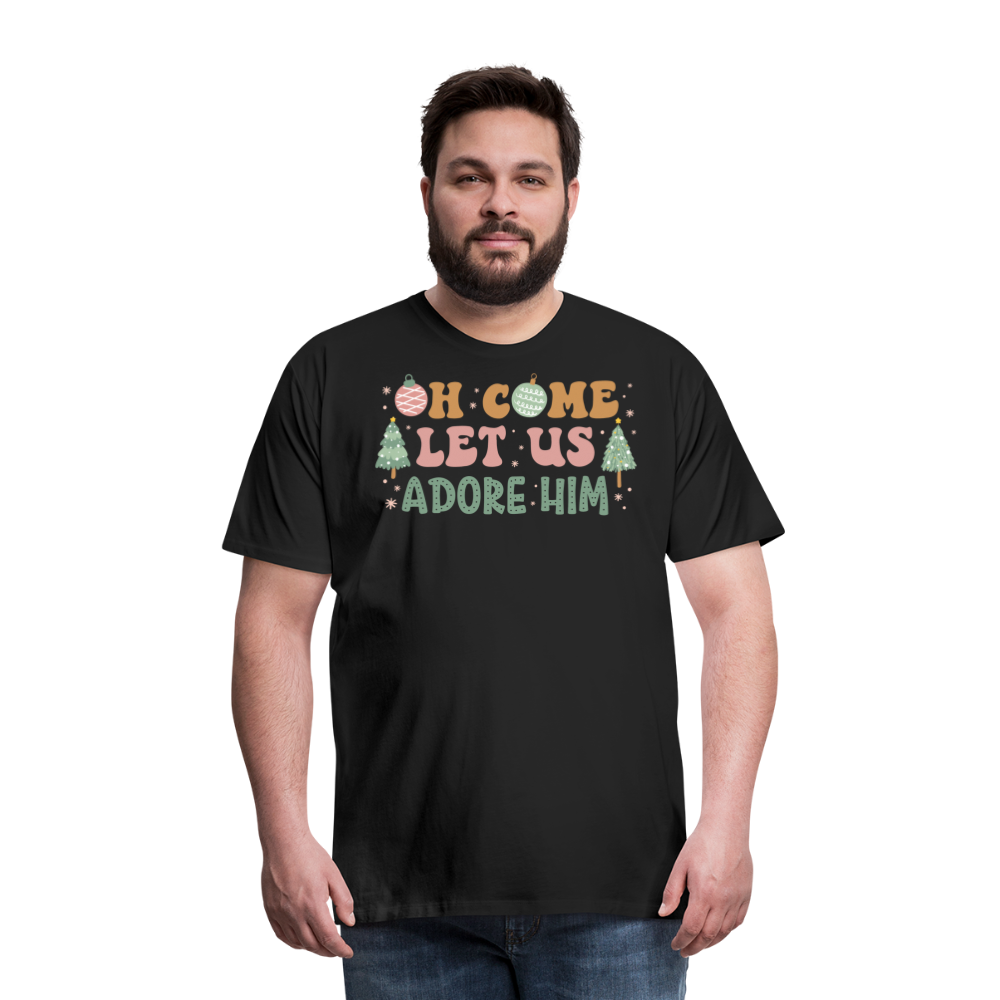 Oh Come Let Us Adore Him Christmas Family Men's Premium T-Shirt - black