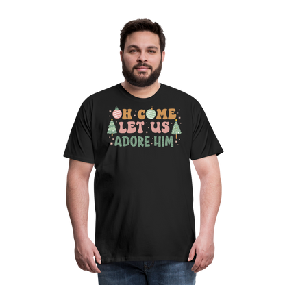 Oh Come Let Us Adore Him Christmas Family Men's Premium T-Shirt - black