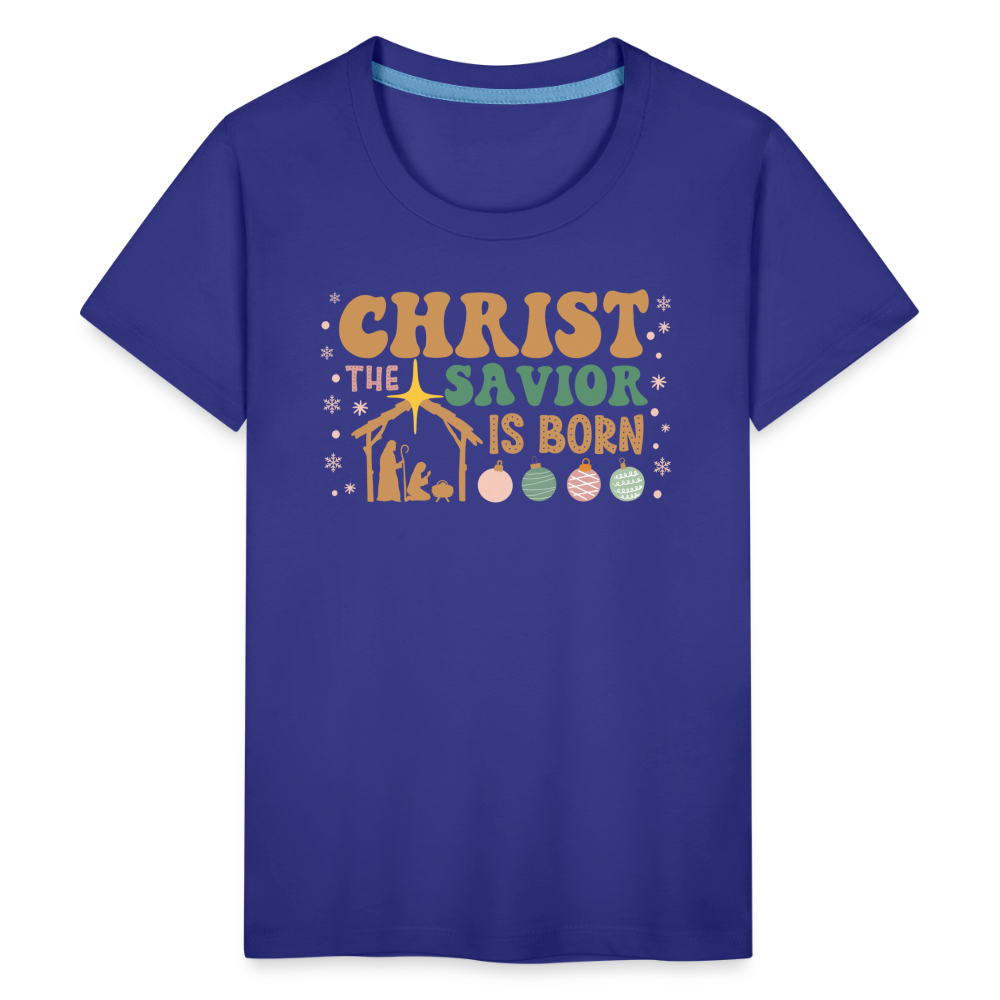 Christ the Savior is Born Christmas Family Kids' Premium T-Shirt - royal blue