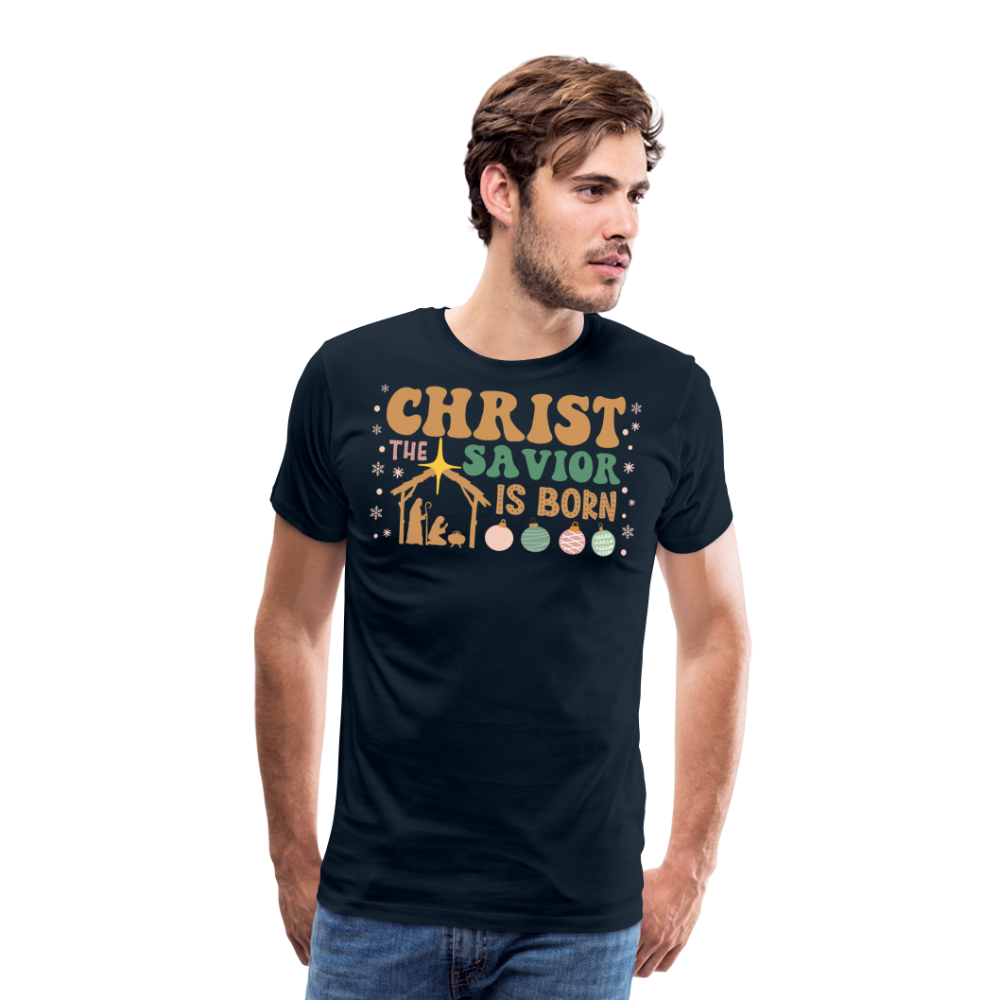 Christ the Savior is Born Christmas Family Men's Premium T-Shirt - deep navy