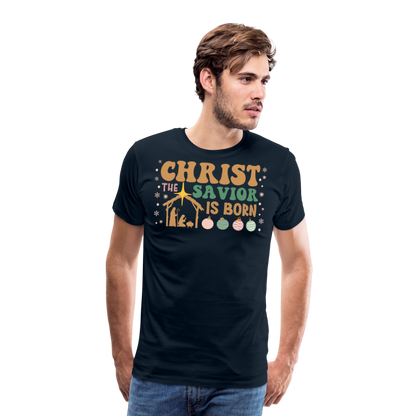 Christ the Savior is Born Christmas Family Men's Premium T-Shirt - deep navy