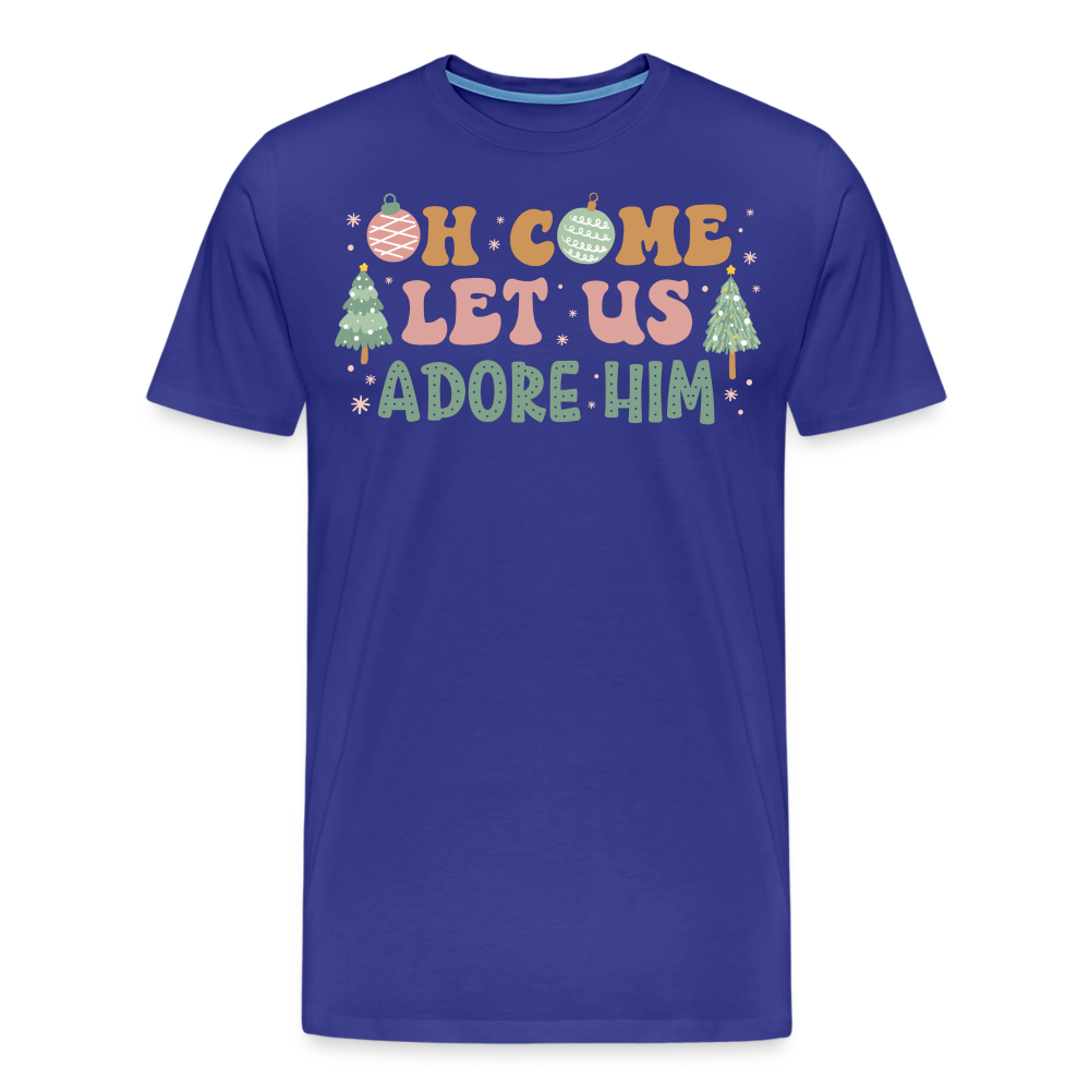 Oh Come Let Us Adore Him Christmas Family Men's Premium T-Shirt - royal blue