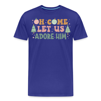 Oh Come Let Us Adore Him Christmas Family Men's Premium T-Shirt - royal blue