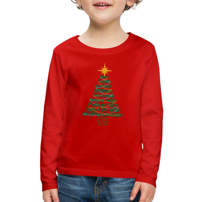 Names of Jesus Christmas Tree Kid's Long Sleeve Shirt - red