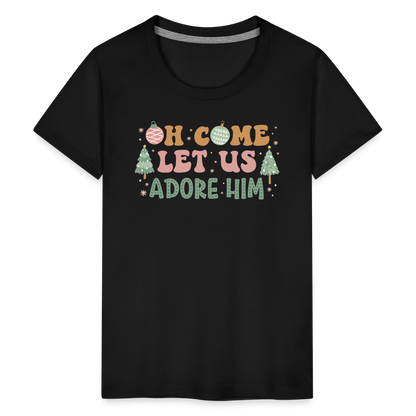 Oh Come Let Us Adore Him Christmas Family Kids' Premium T-Shirt - black