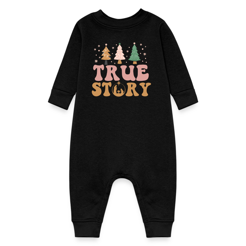 True Story Christmas Family Baby Fleece One Piece - black