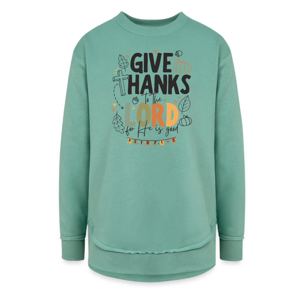 Give Thanks to the Lord (B, Color) Women's Tunic Sweater - saltwater