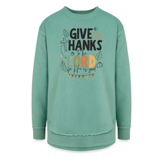 Give Thanks to the Lord (B, Color) Women's Tunic Sweater - saltwater