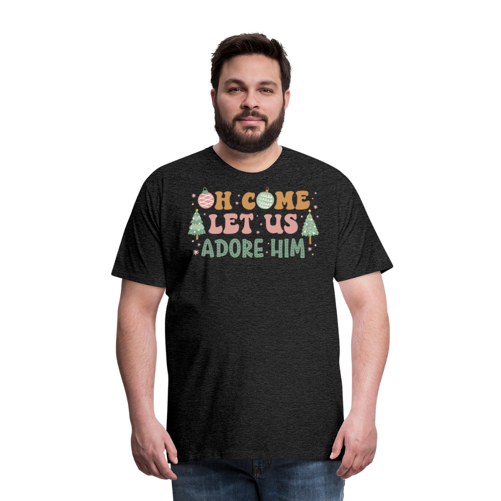 Oh Come Let Us Adore Him Christmas Family Men's Premium T-Shirt - charcoal grey