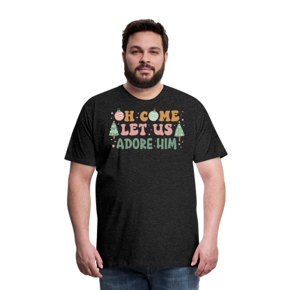 Oh Come Let Us Adore Him Christmas Family Men's Premium T-Shirt - charcoal grey