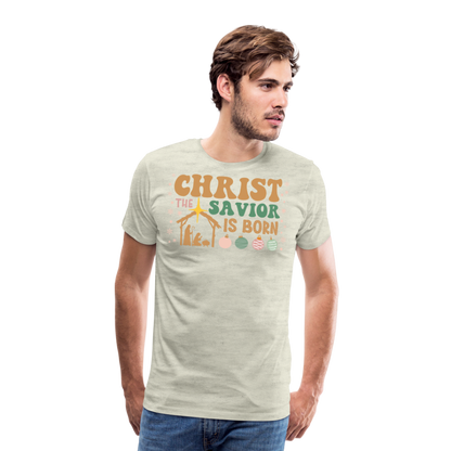 Christ the Savior is Born Christmas Family Men's Premium T-Shirt - heather oatmeal