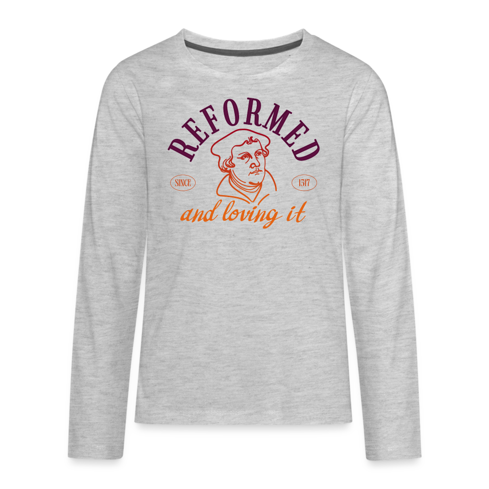 Reformed & Loving It (Color) Reformation Day Kid's Long Sleeve Shirt - heather gray