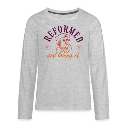 Reformed & Loving It (Color) Reformation Day Kid's Long Sleeve Shirt - heather gray