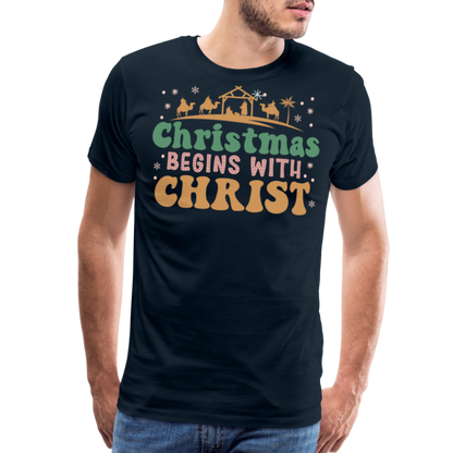 Christmas Begins with Christ is Born Christmas Family Men's Premium T-Shirt - deep navy