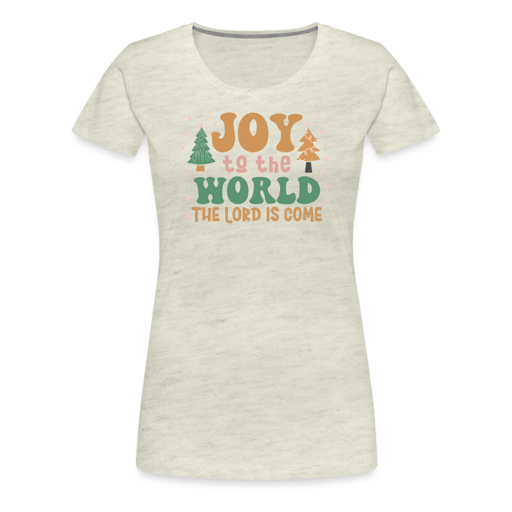 Joy to the World Christmas Family Women’s Premium T-Shirt - heather oatmeal