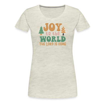 Joy to the World Christmas Family Women’s Premium T-Shirt - heather oatmeal