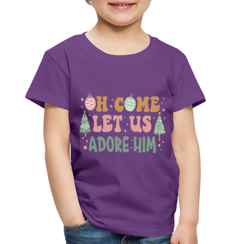 Oh Come Let us Adore Him Christmas Family Toddler Premium T-Shirt - purple