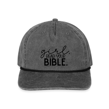 Girl Read Your Bible Hat Cap - washed black