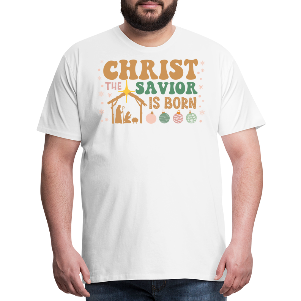 Christ the Savior is Born Christmas Family Men's Premium T-Shirt - white