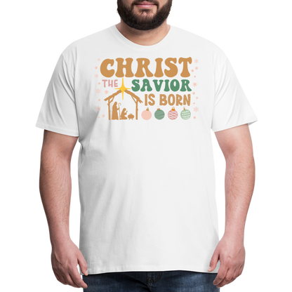 Christ the Savior is Born Christmas Family Men's Premium T-Shirt - white