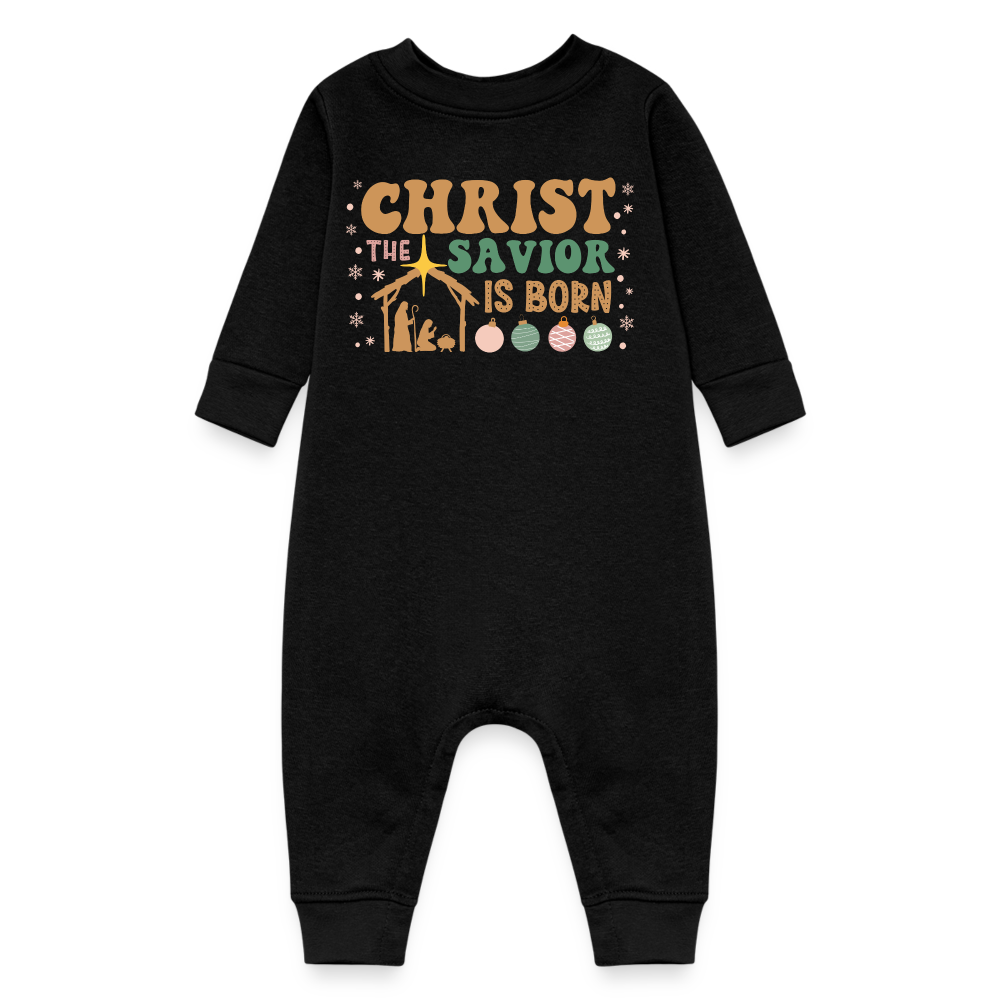 Christ the Savior is Born Christmas Family Baby Fleece One Piece - black