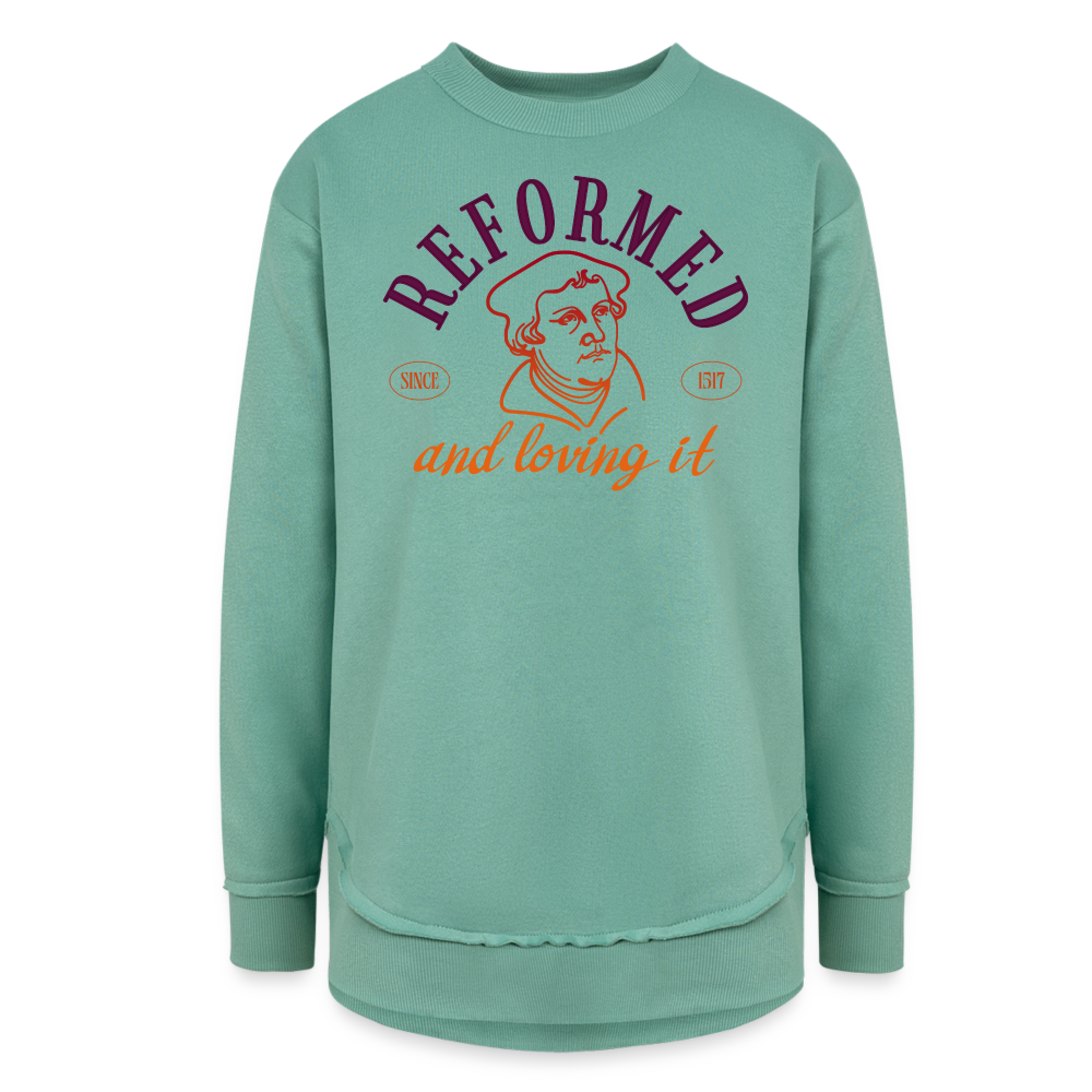 Reformed & Loving It (Color) Reformation Day Women's Weekend Tunic Fleece Sweatshirt - saltwater