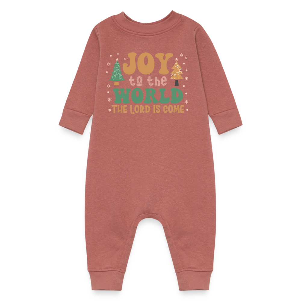 Joy to the World Christmas Family Baby Fleece One Piece - mauve