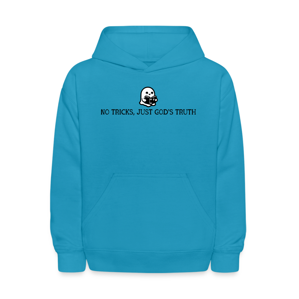 No Tricks Just God's Truth Kids Hoodie - turquoise