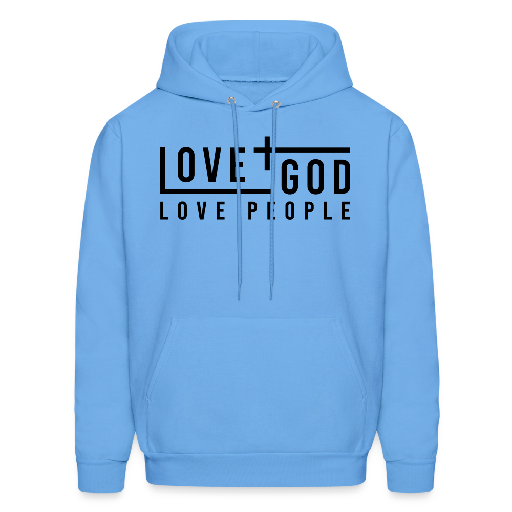 Love God Love People Men's Hoodie - carolina blue