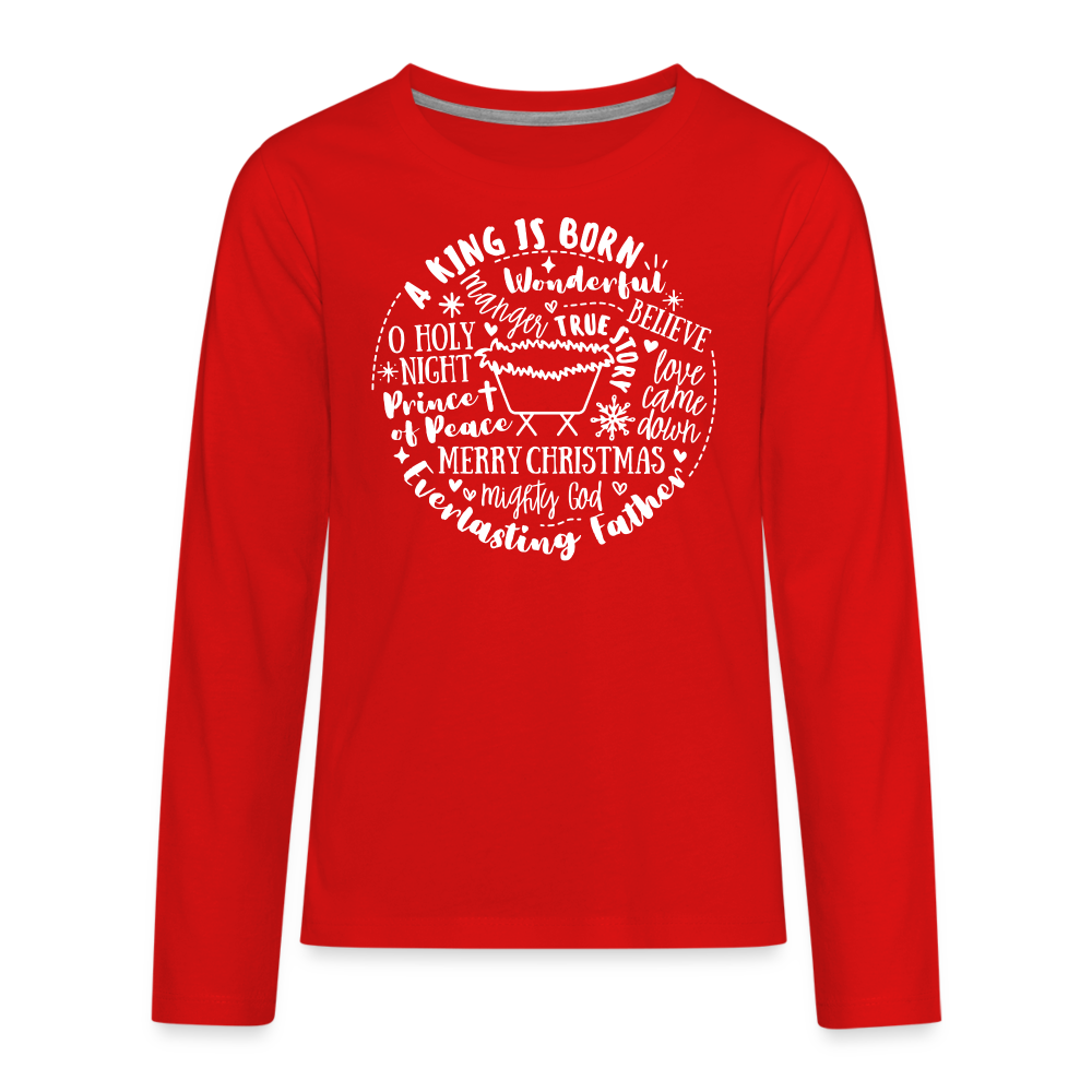 Manger Collage (W) Kid's Long Sleeve Shirt - red