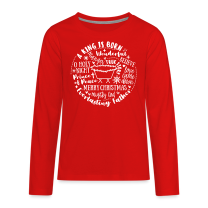 Manger Collage (W) Kid's Long Sleeve Shirt - red