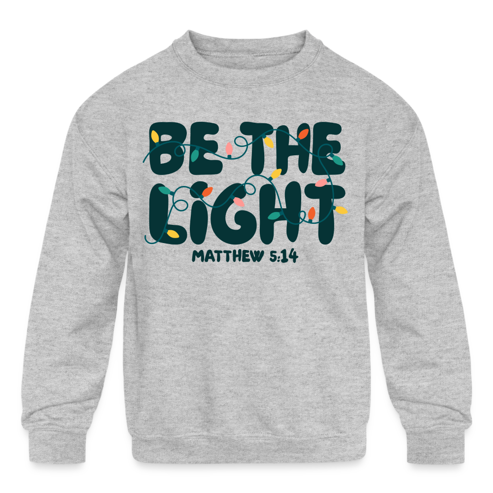 Be the Light Christmas Kid's Long Sleeve Sweater - heather gray