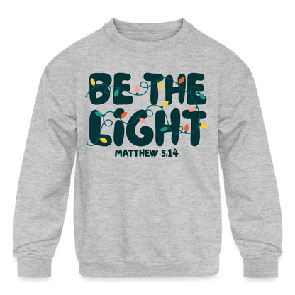 Be the Light Christmas Kid's Long Sleeve Sweater - heather gray