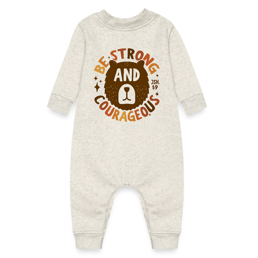 Be Strong and Courageous (Color) Fleece Baby Onesie Bodysuit - heather oatmeal