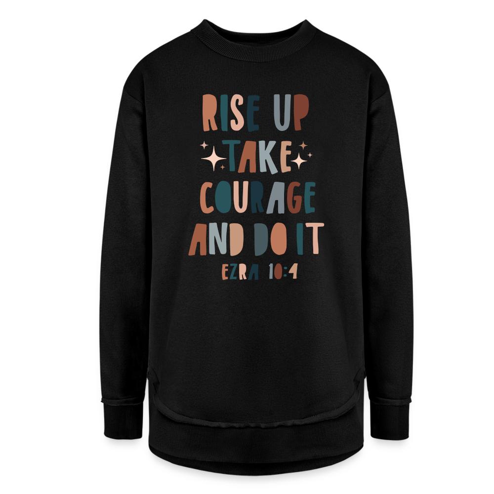 Rise Up Take Courage Women's Weekend Tunic Fleece Sweatshirt - black