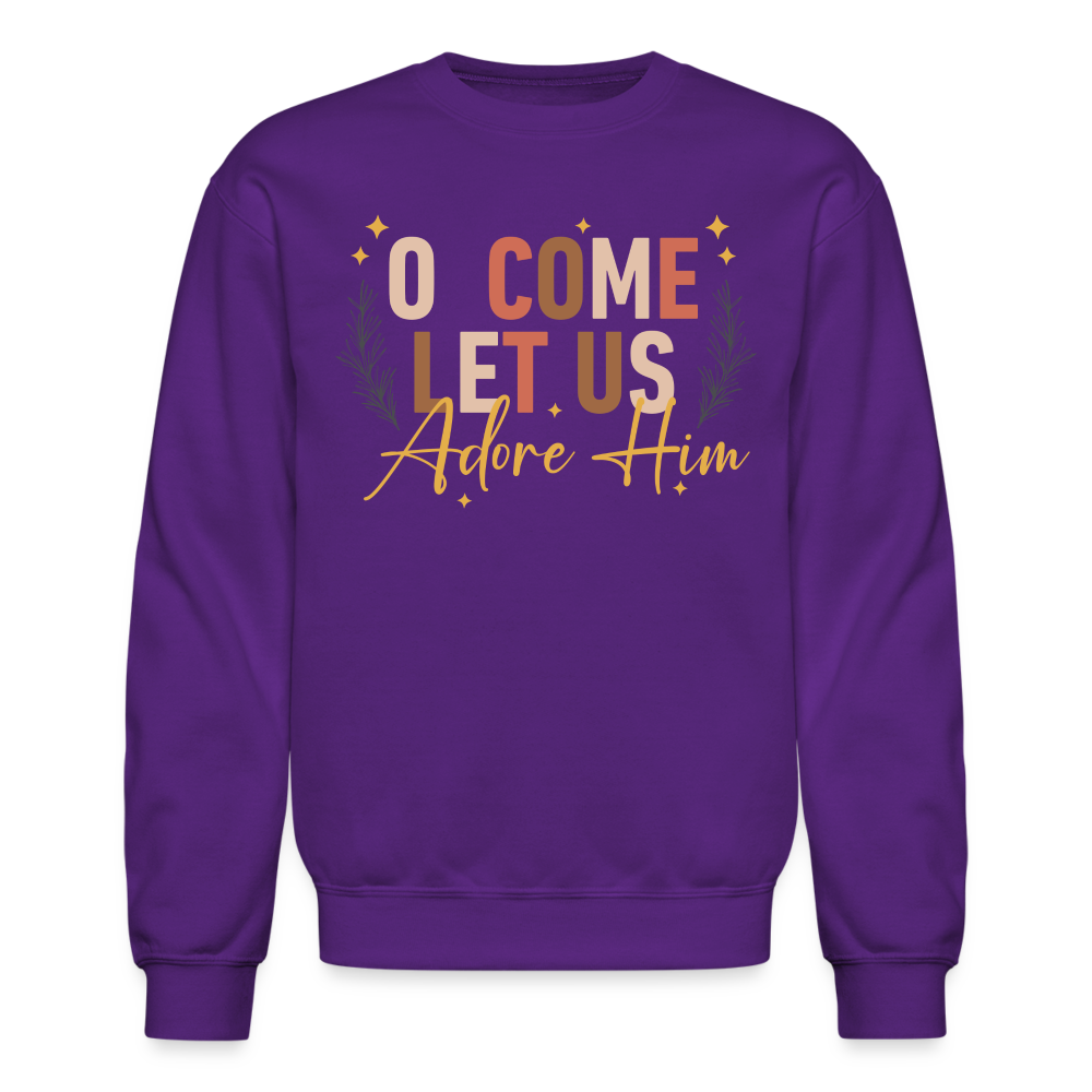 O Come Let us Adore Him Christmas Men's Sweater - purple