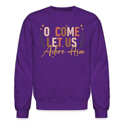 O Come Let us Adore Him Christmas Men's Sweater - purple