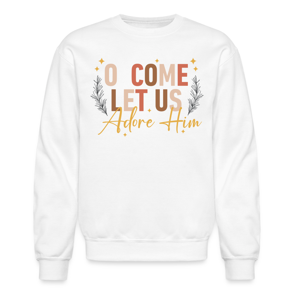 O Come Let us Adore Him Christmas Men's Sweater - white