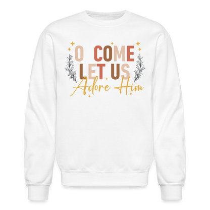 O Come Let us Adore Him Christmas Men's Sweater - white