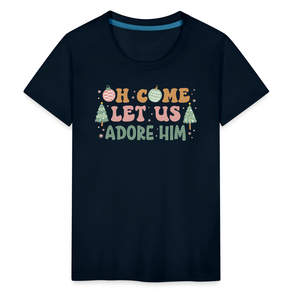 Oh Come Let Us Adore Him Christmas Family Kids' Premium T-Shirt - deep navy