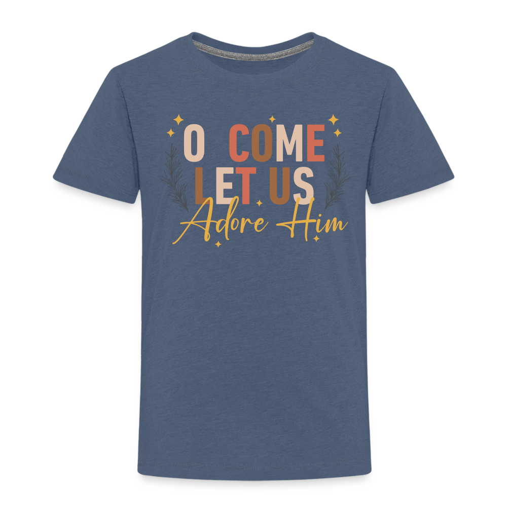 O Come Let us Adore Him Christmas Toddler Shirt - heather blue