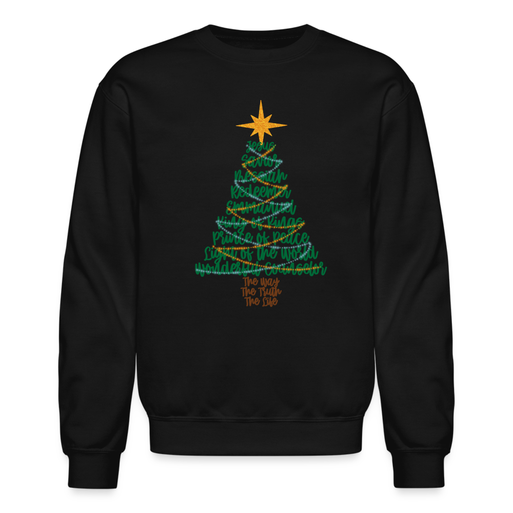 Names of Jesus Christmas Tree Men's Sweater - black