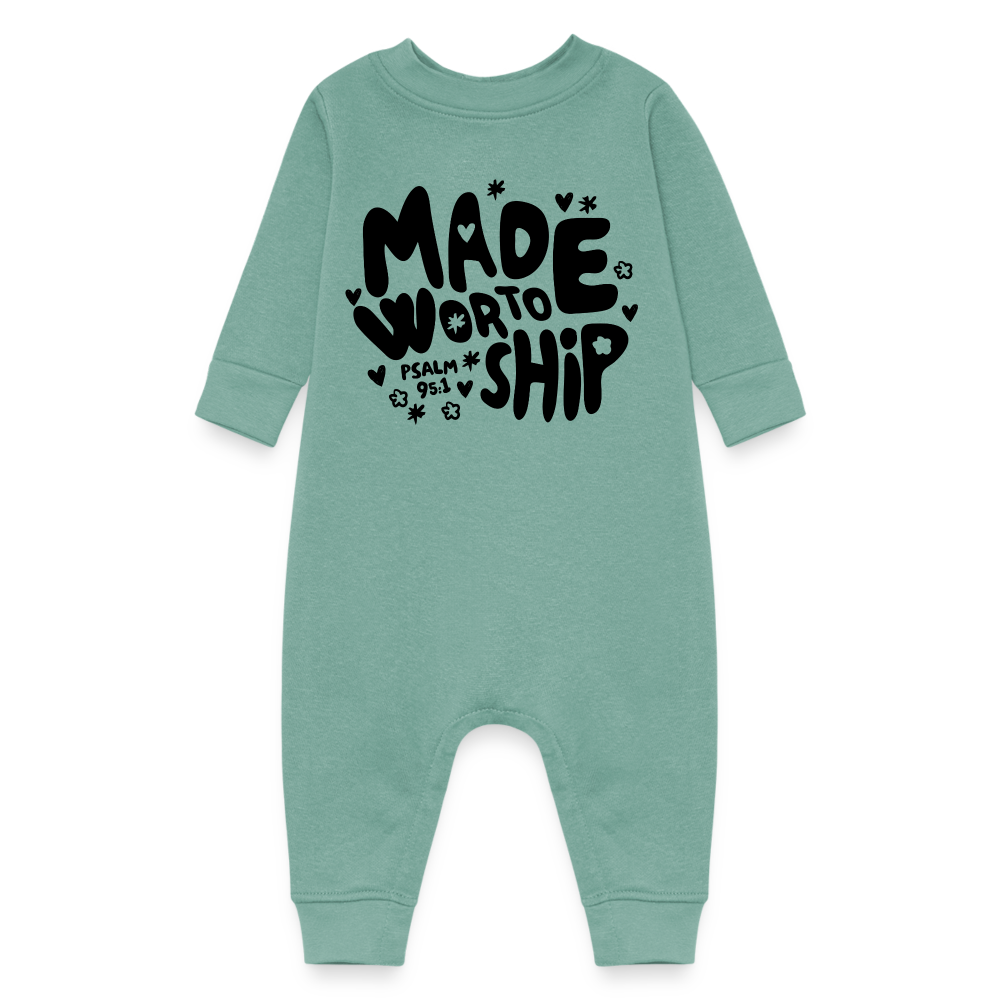 Made to Worship Fleece Baby Onesie Bodysuit - saltwater