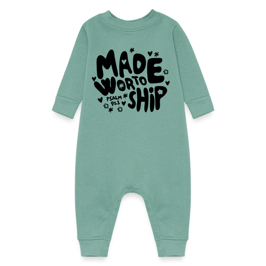 Made to Worship Fleece Baby Onesie Bodysuit - saltwater