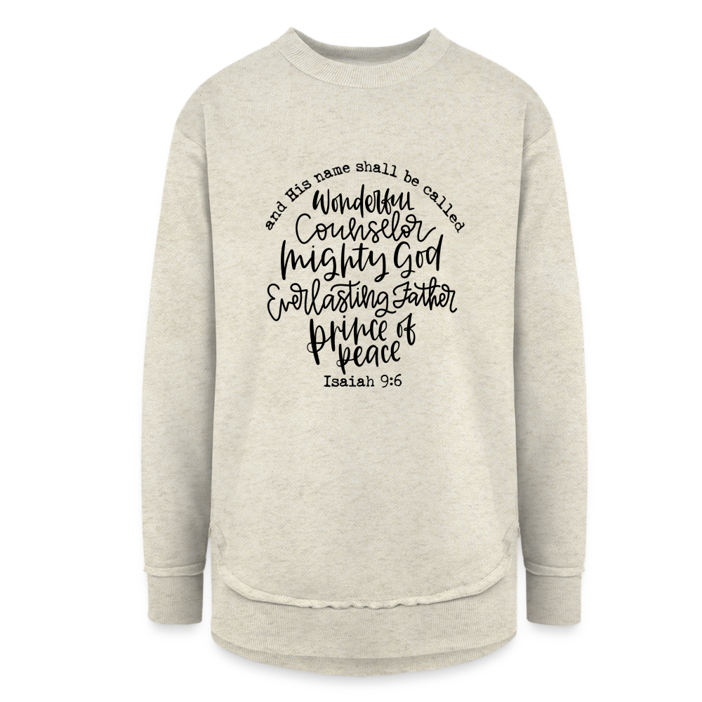 And His Name Shall Be Called Women's Tunic Sweater - heather oatmeal