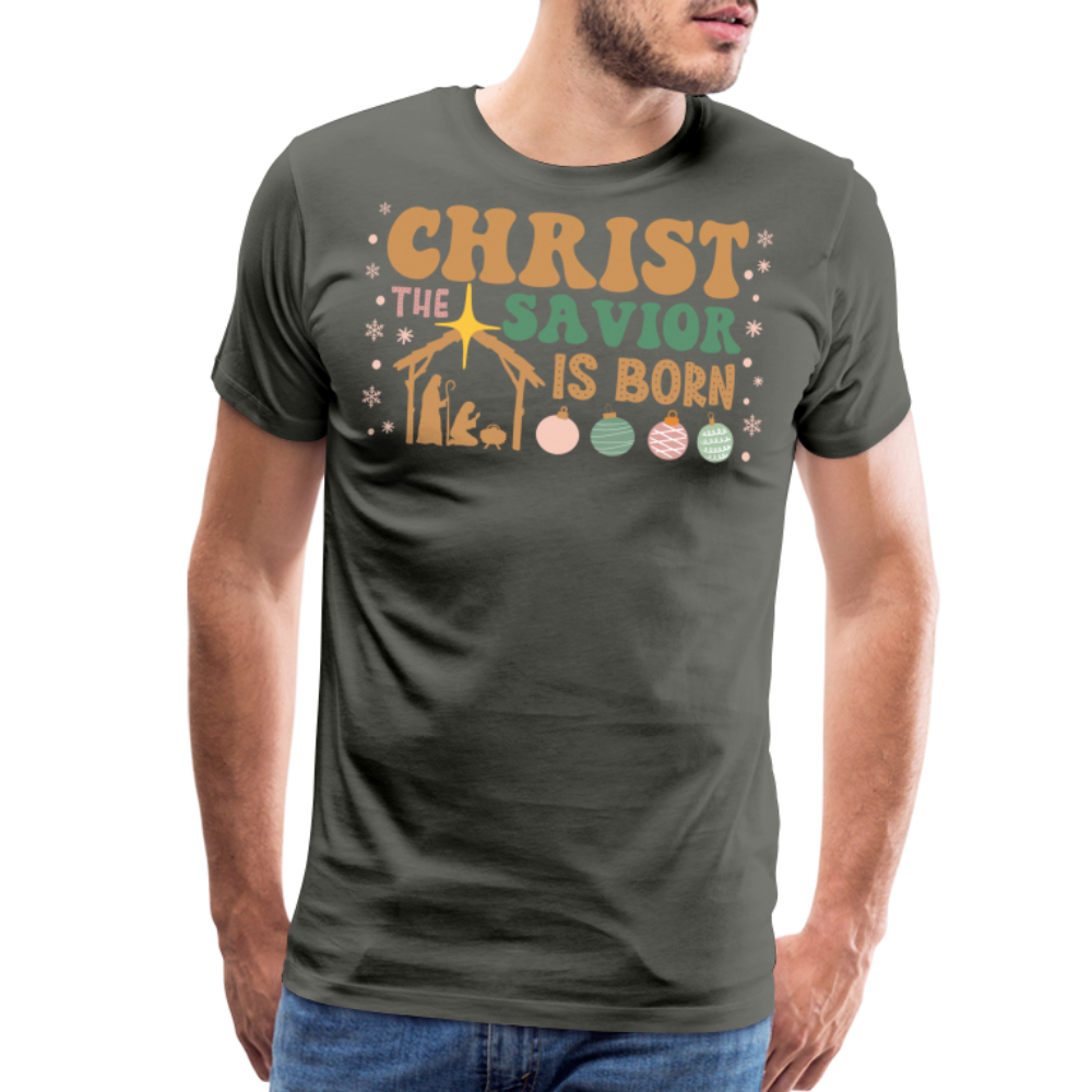 Christ the Savior is Born Christmas Family Men's Premium T-Shirt - asphalt gray